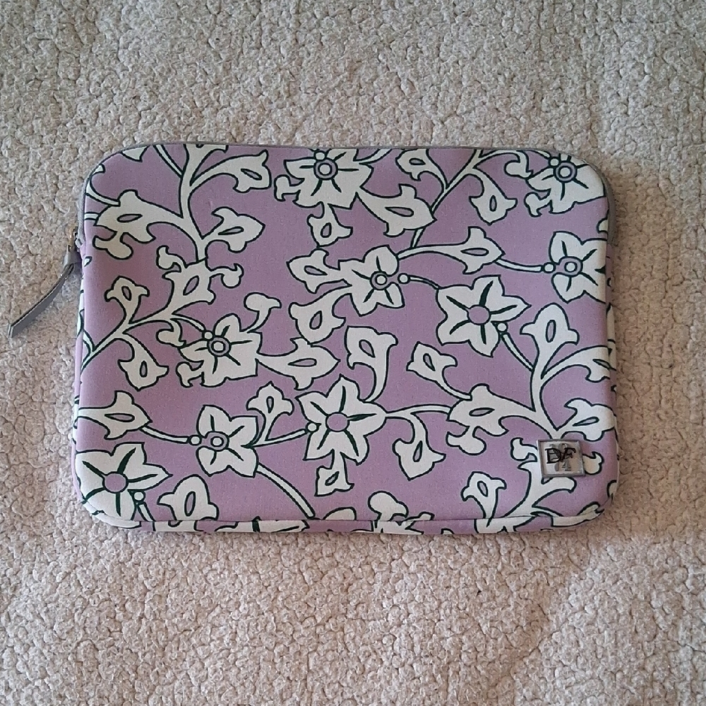 Diane Von Furstenberg Purple and White Floral Laptop Bag New